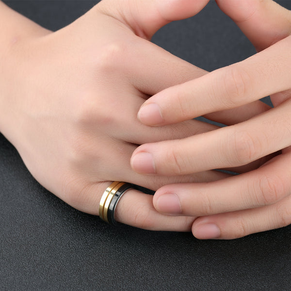 Men's Fashion Black and Gold Ring-Mens Ring-SunnyHouse Jewelry