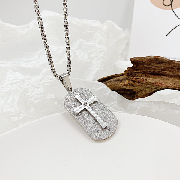 Men's Fashion Cross Tag Pendant Necklace-Mens Pendant Necklace-SunnyHouse Jewelry
