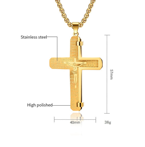 Men's Fashion Jesus Cross Pendant Necklace-Mens Pendant Necklace-SunnyHouse Jewelry