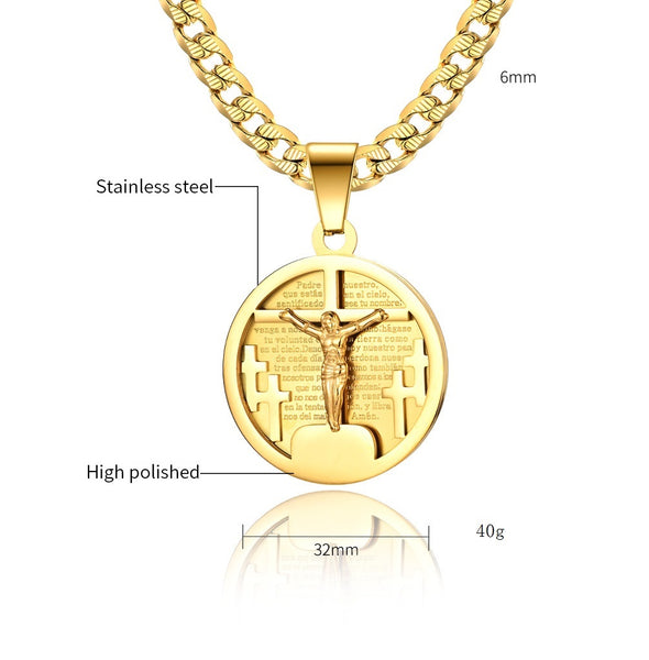 Men's Fashion Jesus Cross Tag Pendant Necklace-Mens Pendant Necklace-SunnyHouse Jewelry