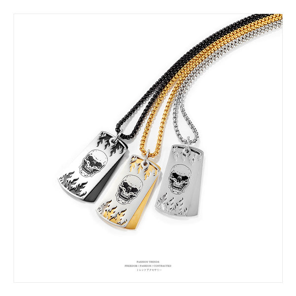 Men's Fashion Hip Hop Skull Tag Pendant Necklace-Mens Pendant Necklace-SunnyHouse Jewelry