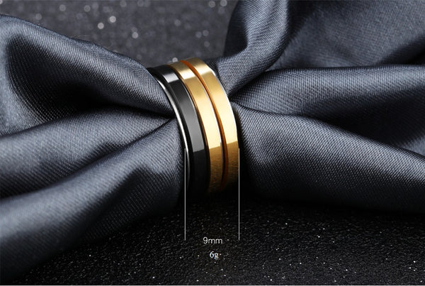 Men's Fashion Black and Gold Ring-Mens Ring-SunnyHouse Jewelry