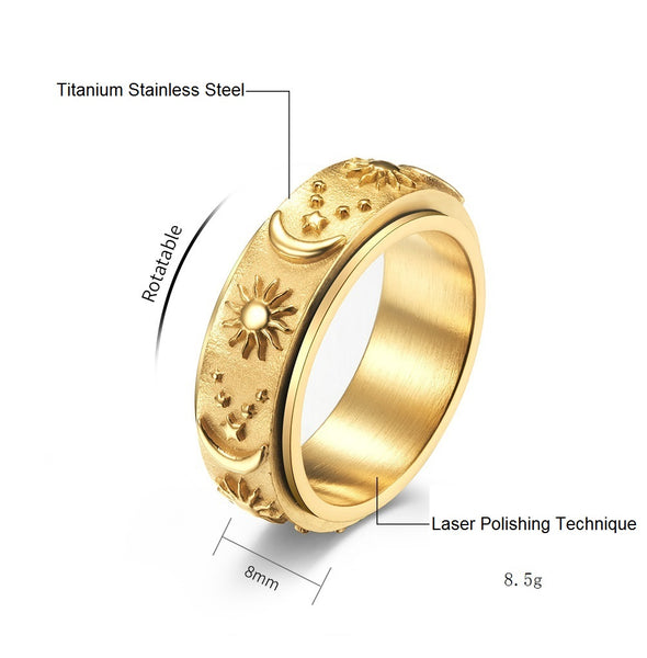 Men's Fashion Sun and Moon Ring-Mens Ring-SunnyHouse Jewelry
