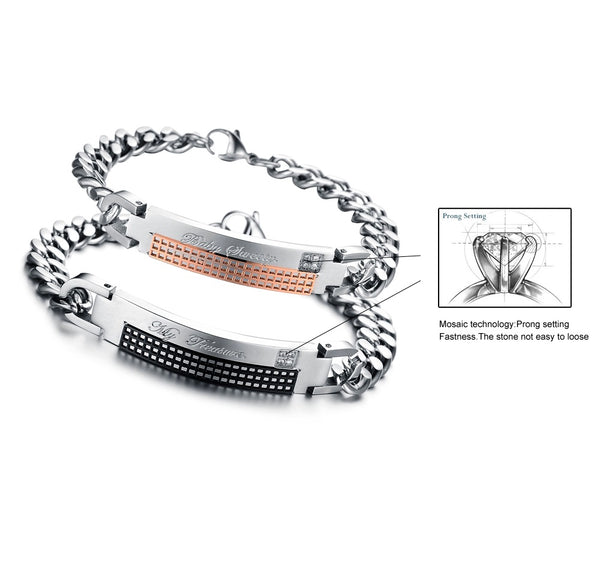 His & Hers Matching Set Baby Sweety My Treasure Couple Bracelets, Valentine, Anniversary, Wedding, Promise, Engagement Gift-Couple Bracelets-SunnyHouse Jewelry