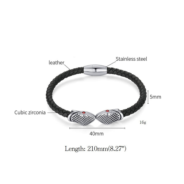 Men's Fashion Snake Leather Bracelet-Mens Bracelet-SunnyHouse Jewelry