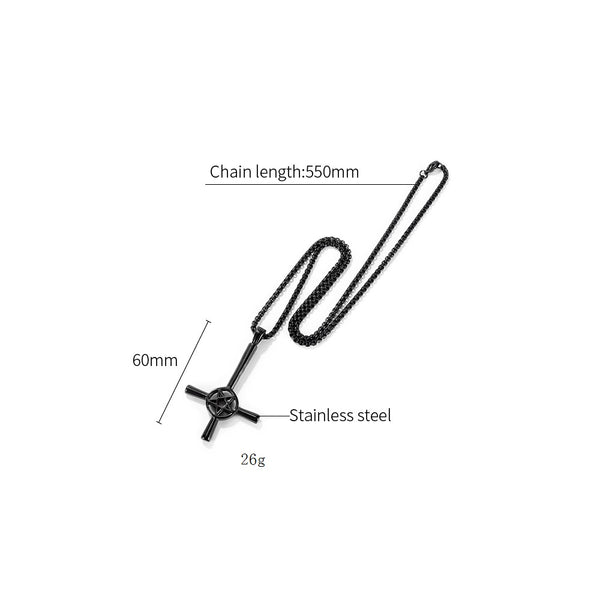 Men's Fashion Star Cross Hip Hop Pendant Necklace-Mens Pendant Necklace-SunnyHouse Jewelry