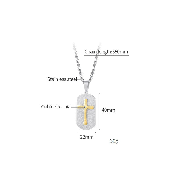 Men's Fashion Cross Tag Pendant Necklace-Mens Pendant Necklace-SunnyHouse Jewelry
