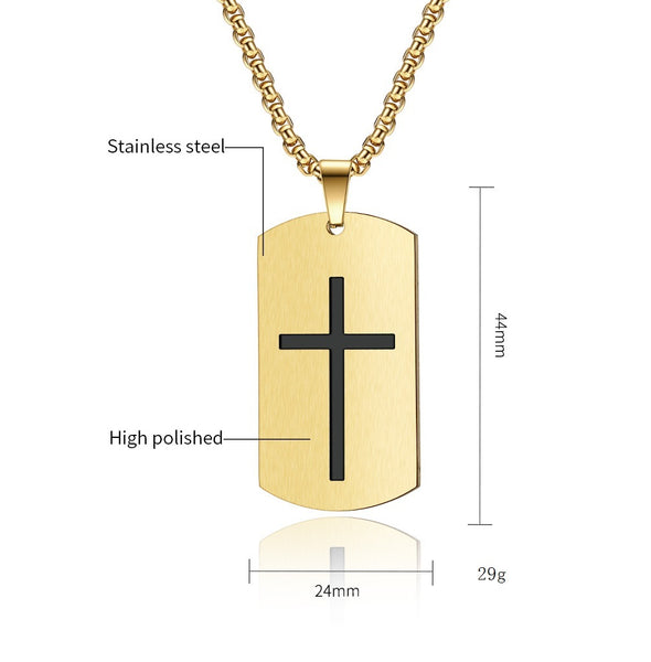Men's Fashion Cross Tag Pendant Necklace-Mens Pendant Necklace-SunnyHouse Jewelry