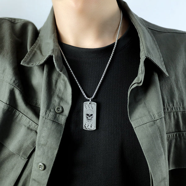 Men's Fashion Hip Hop Skull Tag Pendant Necklace-Mens Pendant Necklace-SunnyHouse Jewelry
