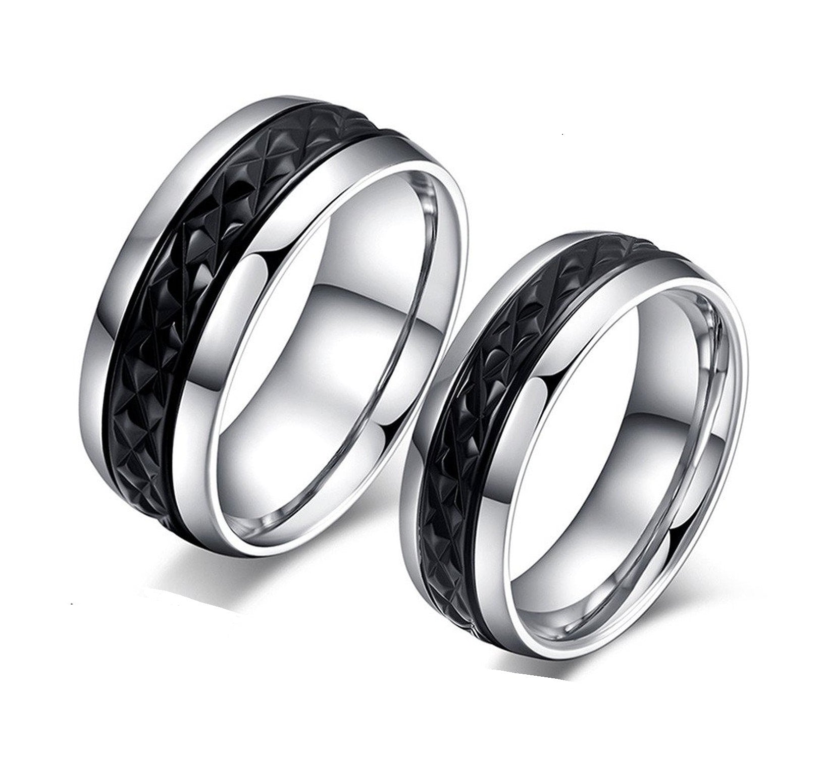 His & Hers Matching Set Love Path Couple Rings Wedding Band Set-Couple Rings-SunnyHouse Jewelry