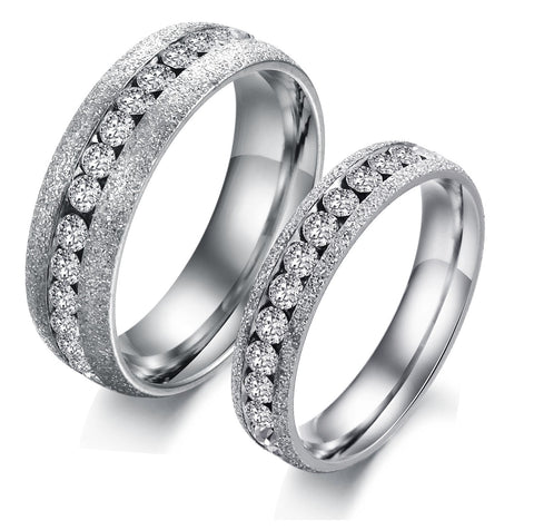 His & Hers Matching Set Blinking Style Couple Rings, Wedding Band Set, Valentine, Anniversary, Wedding, Promise, Engagement Ring-Couple Rings-SunnyHouse Jewelry