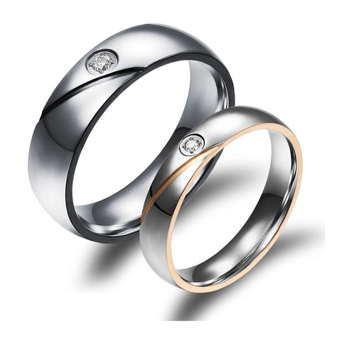 His & Hers Matching Set Simple Love Style Couple Rings, Wedding Band Set, Valentine, Anniversary, Wedding, Promise, Engagement Ring-Couple Rings-SunnyHouse Jewelry