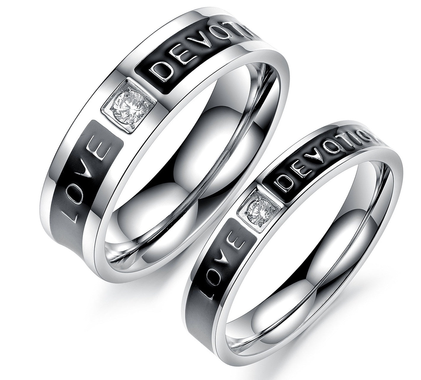 His & Hers Matching Set Love Devotion Couple Rings Wedding Band Set-Couple Rings-SunnyHouse Jewelry
