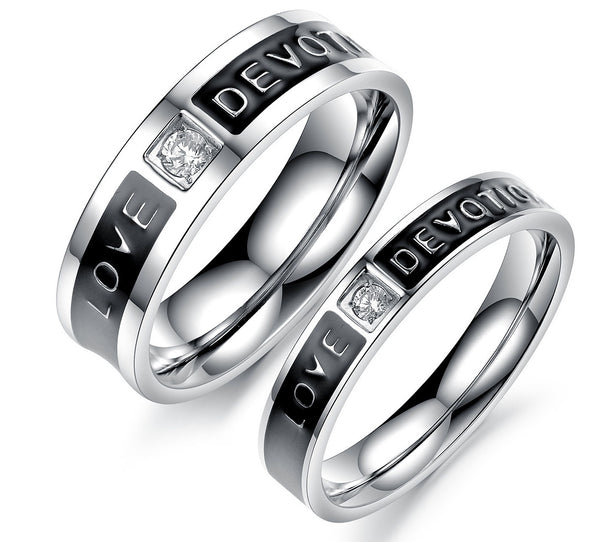 His & Hers Matching Set Love Devotion Couple Rings Wedding Band Set-Couple Rings-SunnyHouse Jewelry