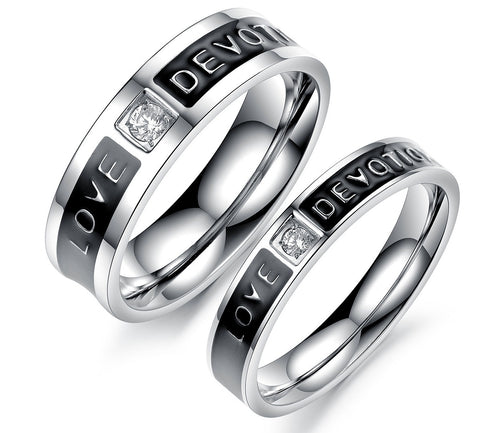 His & Hers Matching Set Love Devotion Couple Rings Wedding Band Set-Couple Rings-SunnyHouse Jewelry