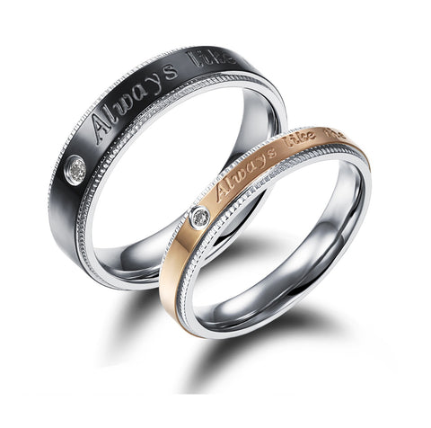 His & Hers Matching Set Always Like the Day We Fisrt Met Couple Rings Wedding Band Set-Couple Rings-SunnyHouse Jewelry