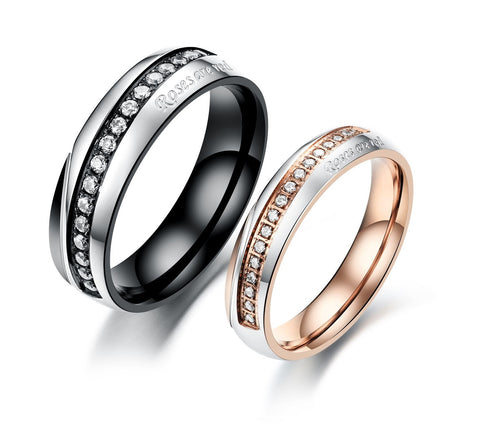 His & Hers Matching Set Rose Are Red Couple Rings, Wedding Band Set, Valentine, Anniversary, Wedding, Promise, Engagement Ring-Couple Rings-SunnyHouse Jewelry