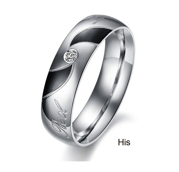 His & Hers Matching Set Always with You Couple Rings, Wedding Band Set, Valentine, Anniversary, Wedding, Promise, Engagement Ring-Couple Rings-SunnyHouse Jewelry