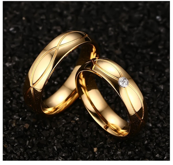 His & Hers Matching Set Love String Style Couple Rings, Wedding Band Set, Valentine, Anniversary, Wedding, Promise, Engagement Ring-Couple Rings-SunnyHouse Jewelry