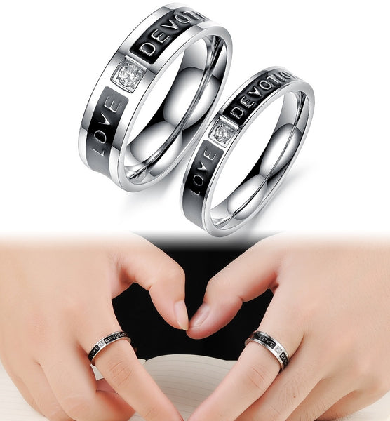 His & Hers Matching Set Love Devotion Couple Rings Wedding Band Set-Couple Rings-SunnyHouse Jewelry