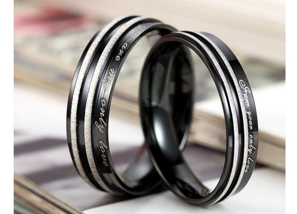 His & Hers Matching Set I am Your Only Love Couple Rings Wedding Band Set-Couple Rings-SunnyHouse Jewelry