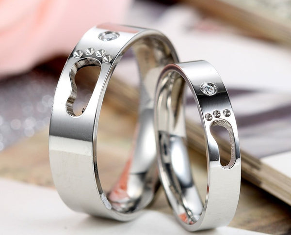 His & Hers Matching Set Step by Step Style Couple Rings, Wedding Band Set, Valentine, Anniversary, Wedding, Promise, Engagement Ring-Couple Rings-SunnyHouse Jewelry