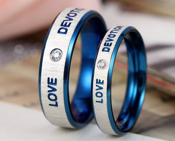 His & Hers Matching Set Love Devotion Couple Rings Wedding Band Set-Couple Rings-SunnyHouse Jewelry