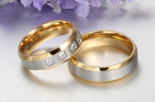 His & Hers Matching Set Fashion Style Couple Rings, Wedding Band Set, Valentine, Anniversary, Wedding, Promise, Engagement Ring-Couple Rings-SunnyHouse Jewelry