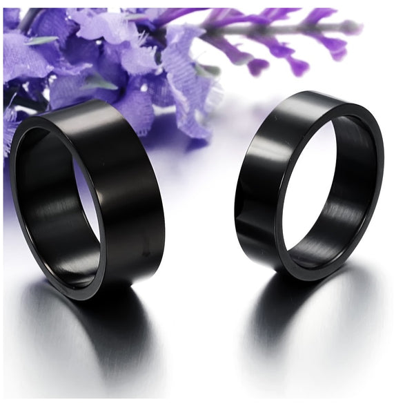 His & Hers Matching Set Simple Black Style Couple Rings Wedding Band Set-Couple Rings-SunnyHouse Jewelry