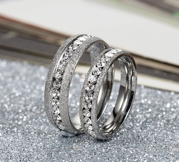 His & Hers Matching Set Blinking Style Couple Rings, Wedding Band Set, Valentine, Anniversary, Wedding, Promise, Engagement Ring-Couple Rings-SunnyHouse Jewelry