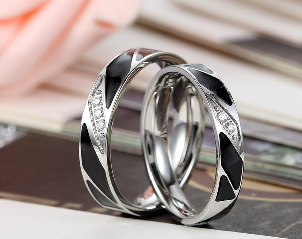 His & Hers Matching Set Blinking Style Couple Rings Wedding Band Set-Couple Rings-SunnyHouse Jewelry