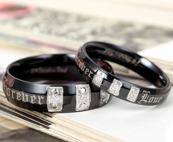 His & Hers Matching Set Love Forever Couple Rings Wedding Band Set-Couple Rings-SunnyHouse Jewelry