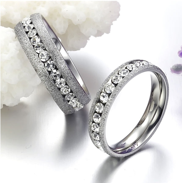 His & Hers Matching Set Blinking Style Couple Rings, Wedding Band Set, Valentine, Anniversary, Wedding, Promise, Engagement Ring-Couple Rings-SunnyHouse Jewelry