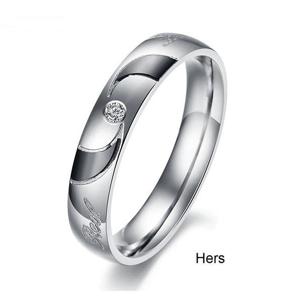 His & Hers Matching Set Always with You Couple Rings, Wedding Band Set, Valentine, Anniversary, Wedding, Promise, Engagement Ring-Couple Rings-SunnyHouse Jewelry