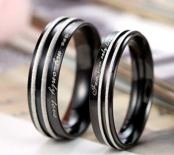 His & Hers Matching Set I am Your Only Love Couple Rings Wedding Band Set-Couple Rings-SunnyHouse Jewelry