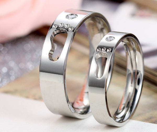 His & Hers Matching Set Step by Step Style Couple Rings, Wedding Band Set, Valentine, Anniversary, Wedding, Promise, Engagement Ring-Couple Rings-SunnyHouse Jewelry