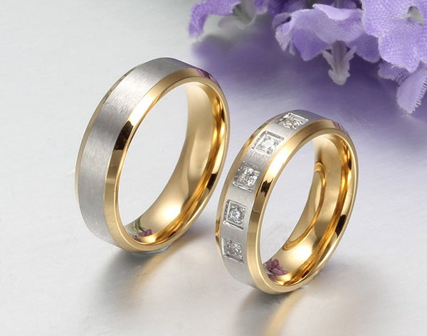 His & Hers Matching Set Fashion Style Couple Rings, Wedding Band Set, Valentine, Anniversary, Wedding, Promise, Engagement Ring-Couple Rings-SunnyHouse Jewelry