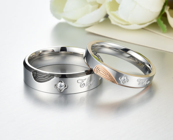 His & Hers Matching Set Heart with Heart Couple Rings, Wedding Band Set, Valentine, Anniversary, Wedding, Promise, Engagement Ring-Couple Rings-SunnyHouse Jewelry