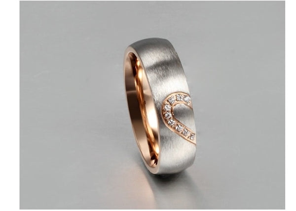 His & Hers Matching Set Heart with Heart Couple Rings, Wedding Band Set, Valentine, Anniversary, Wedding, Promise, Engagement Ring-Couple Rings-SunnyHouse Jewelry