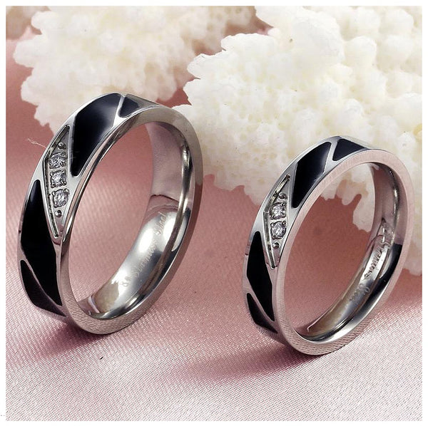 His & Hers Matching Set Blinking Style Couple Rings Wedding Band Set-Couple Rings-SunnyHouse Jewelry