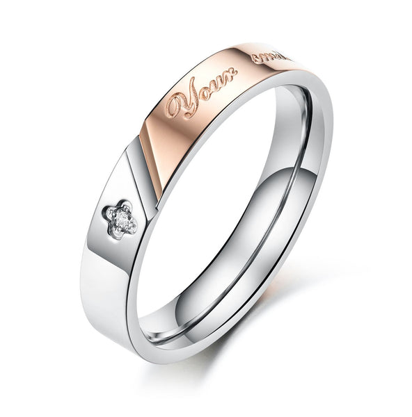 His & Hers Matching Set I Love Your Smile Couple Rings, Wedding Band Set, Valentine, Anniversary, Wedding, Promise, Engagement Ring-Couple Rings-SunnyHouse Jewelry