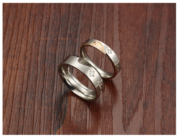 His & Hers Matching Set Heart with Heart Couple Rings, Wedding Band Set, Valentine, Anniversary, Wedding, Promise, Engagement Ring-Couple Rings-SunnyHouse Jewelry