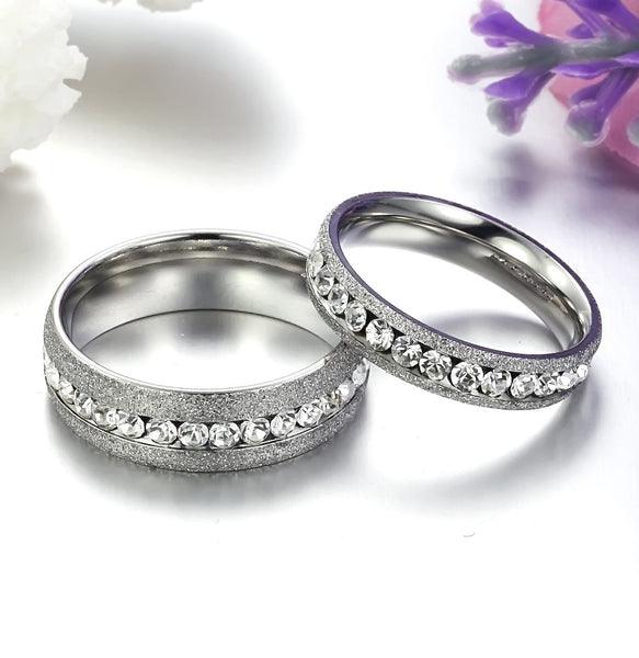 His & Hers Matching Set Blinking Style Couple Rings, Wedding Band Set, Valentine, Anniversary, Wedding, Promise, Engagement Ring-Couple Rings-SunnyHouse Jewelry