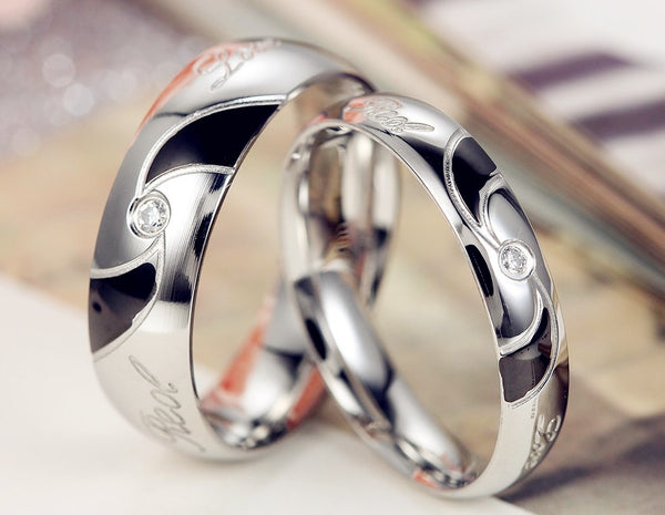 His & Hers Matching Set Always with You Couple Rings, Wedding Band Set, Valentine, Anniversary, Wedding, Promise, Engagement Ring-Couple Rings-SunnyHouse Jewelry