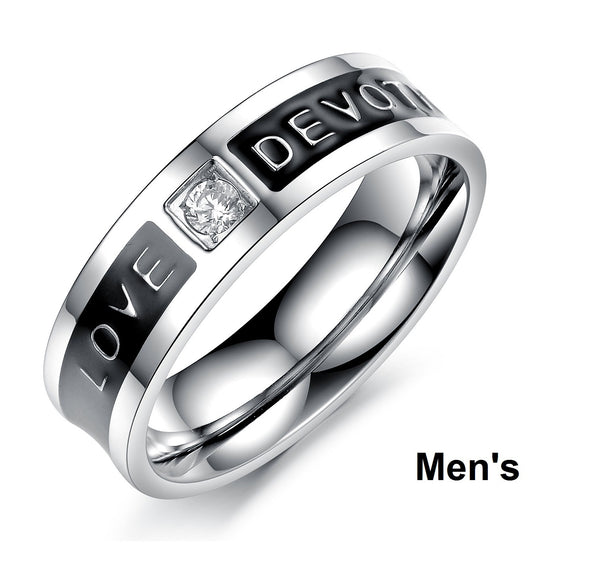 His & Hers Matching Set Love Devotion Couple Rings Wedding Band Set-Couple Rings-SunnyHouse Jewelry