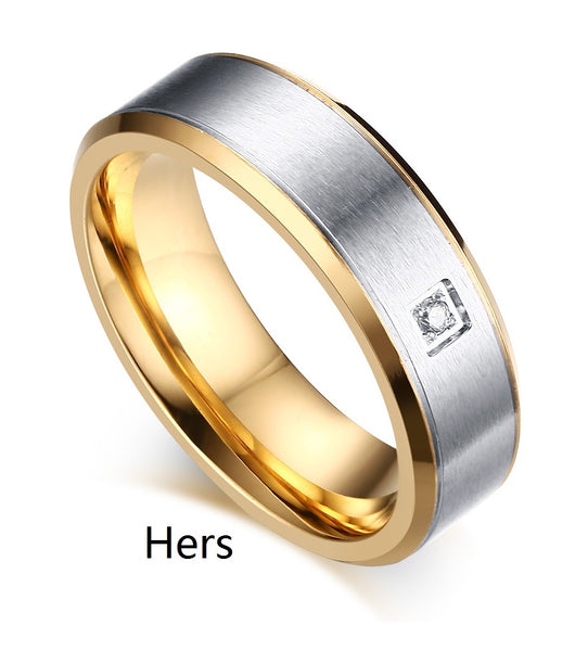 His & Hers Matching Set Simple Style Couple Rings Wedding Band Set-Couple Rings-SunnyHouse Jewelry