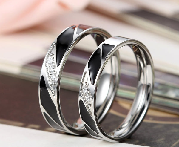 His & Hers Matching Set Blinking Style Couple Rings Wedding Band Set-Couple Rings-SunnyHouse Jewelry