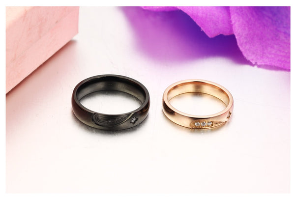 His & Hers Matching Set Heart with Heart Couple Rings, Wedding Band Set, Valentine, Anniversary, Wedding, Promise, Engagement Ring-Couple Rings-SunnyHouse Jewelry