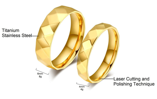 His & Hers Matching Set Facet Style Couple Rings, Wedding Band Set, Valentine, Anniversary, Wedding, Promise, Engagement Ring-Couple Rings-SunnyHouse Jewelry