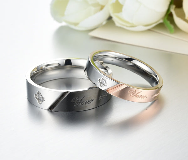 His & Hers Matching Set I Love Your Smile Couple Rings, Wedding Band Set, Valentine, Anniversary, Wedding, Promise, Engagement Ring-Couple Rings-SunnyHouse Jewelry